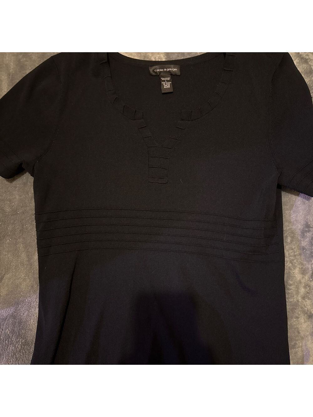 Women's Cable & Gauge Short Sleeve Tee L Black
